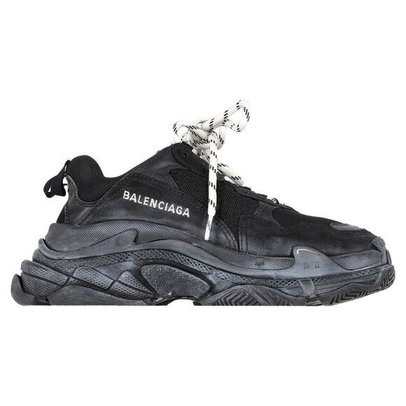 Balenciaga Triple S Lace-Up Sneakers in Black Polyester - Picture 1 of 12